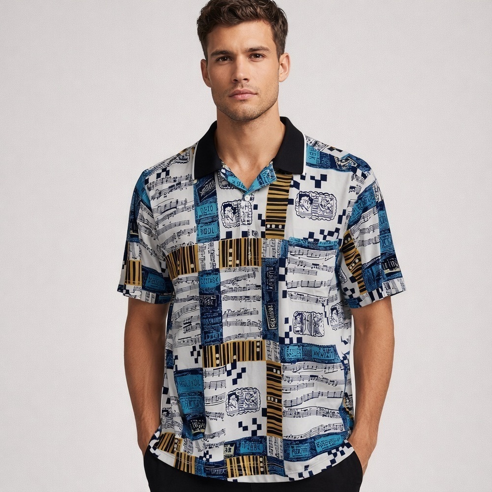 Men's V.8 club shirt Black, Blue, Gold and white